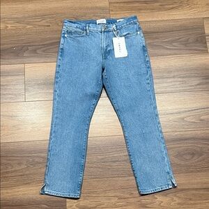 NEW Frame Le High Straight Jeans with Side Slits Size 30